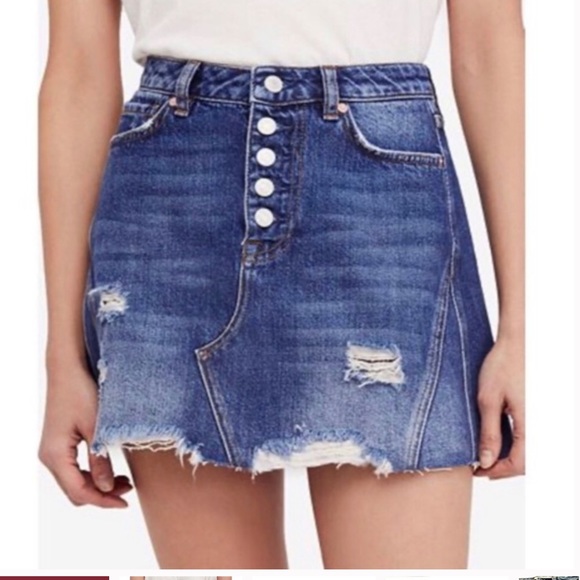 Free People Dresses & Skirts - FREE PEOPLE Harvey Distressed Denim Skirt